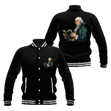 Discover Book Fun Benjamin Franklin Reading A Book 1 Baseball Jackets