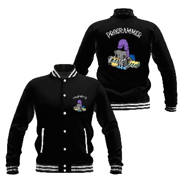 Discover Dinosaur Pet Programmer Dinosaur at Computer Funny Brontosaurus Baseball Jackets