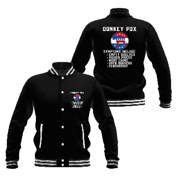 Discover Donkey Pet Pox Symptoms Conservative Republican Funny Meme Baseball Tees Baseball Jackets