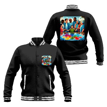 Discover Autism Puzzle Reflections Spectrum of Strength Support Wo 21 Baseball Jackets