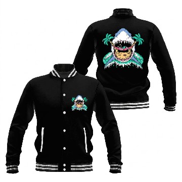 Discover Shark Pet Skull Shark Attack Skeletons On The Beach Baseball Tees Baseball Jackets