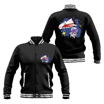 Discover Astronaut Job Space Cat taking a space walk outside the Spaceship Baseball Jackets