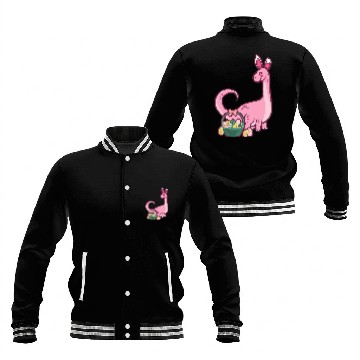 Discover Dinosaur Pet Brontosaurus Dinosaur Easter Bunny Egg Hunting Funny Easter Zip Baseball Jackets