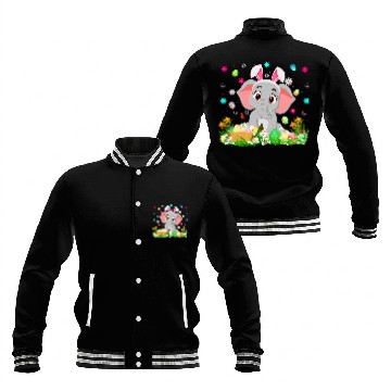 Discover Elephant Mammal Bunny Easter Egg Lover Funny Elephant Easter Sunday Baseball Tees Baseball Jackets