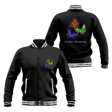 Discover Autism Puzzle Butterflies Without Puzzle Pieces Colorful 1 Baseball Tees Baseball Jackets