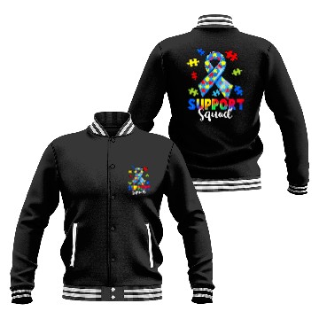 Discover Autism Puzzle Support Squad Autism Awareness Month Puzzle Piece Ribbon Baseball Tees Baseball Jackets