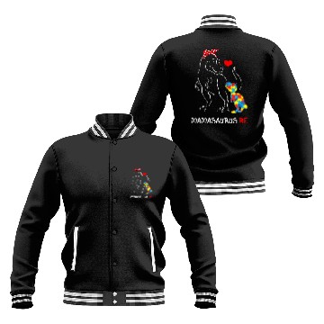 Discover Autism Puzzle Dino Mamasaurus T rexs Dinosaur Mama Saurus Zip Baseball Jackets