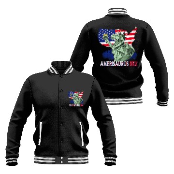 Discover Dinosaur Pet Amerisaurus T rexs American Flag Independence Day Merica Baseball Jackets