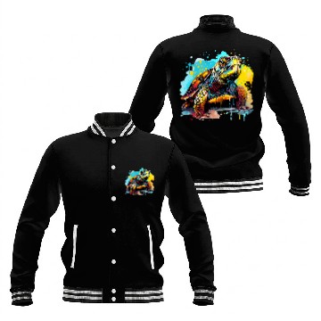 Discover Turtle Pet Colorful Eastern Box Turtle Lover Splash Art 1 Baseball Jackets