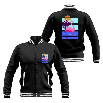 Discover Flamingo Pet Art Deco Synthwave Style Flamingo Design Zip Baseball Jackets