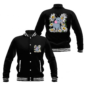 Discover Elephant Mammal Daisy Flower Butterfly Baseball Jackets