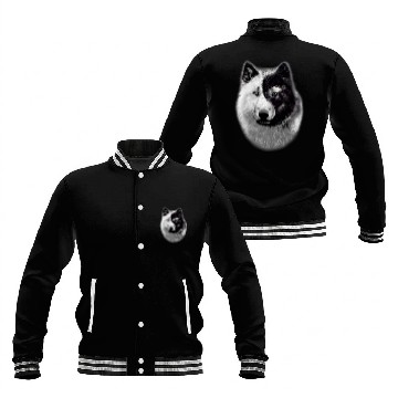 Discover Coyote Mammal Ying Yang White Black Zip Baseball Jackets