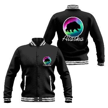 Discover Bear Pet Alaska Souvenir Alaskan Bear Northern Lights Baseball Jackets
