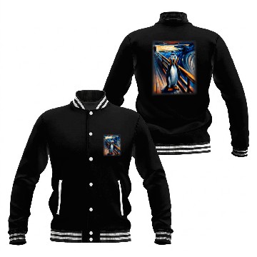 Discover Penguin Pet Cool Expressionist Art Penguin Lover Scream Penguin Baseball Tees Baseball Jackets