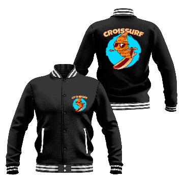 Discover Croissurf Surfing Croissant Baker Baking Croissant Baseball Jackets