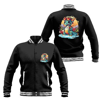 Discover Dragon Pet Paradise Hawaiian Vacation Art Baseball Jackets