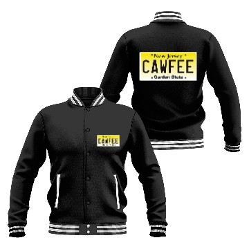 Discover Coffee Fun Cawfee New Jersey Coffee Lover License Plate Baseball Jackets