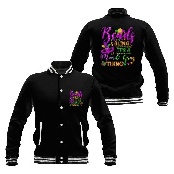 Discover beads and bling its a mardi gras thing fun colorful Baseball Jackets