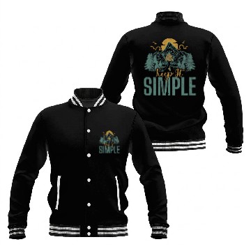 Discover Camping Keep It Simple Sunset Forest Woods Mountain Campers Baseball Tees Baseball Jackets