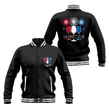 Discover Wines Fun Patriotic Red White and Blue Wines Glasses Baseball Jackets