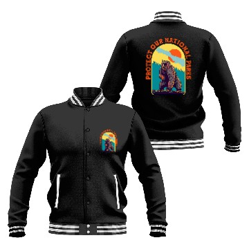 Discover Bear Pet Protect Our National Parks Roaring Grizzly Bear Baseball Jackets