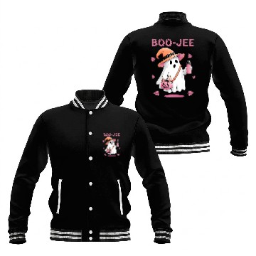 Discover Coffee Fun Boo Jee ghosts Drinking Coffee Spooky Pink Funny Halloween Baseball Jackets
