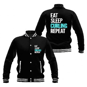 Discover Eat Sleep Curling Repeat Devoted Supporter Gift Baseball Jackets
