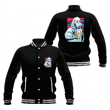 Discover Beer Fun USA president Ben Franklin having a beer Fun Baseball Tees Baseball Jackets