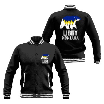 Discover Bear Pet Retro Libby Montana Grizzly Bear MT Vacation Baseball Jackets