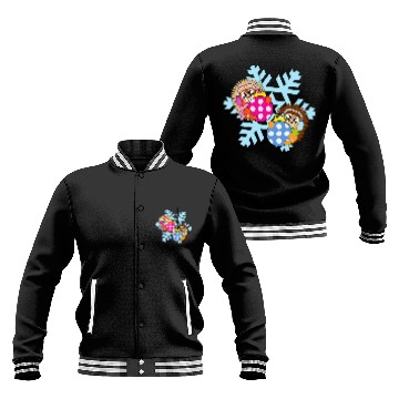 Discover Hedgehog Pet Christmas Balls Winter Snowflake Snow 3 Baseball Jackets