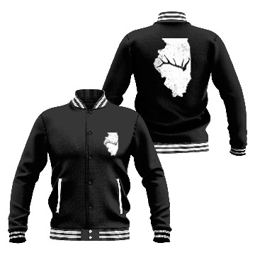 Discover Elk Deer Shed Antler Hunting Illinois MAP T Baseball Jackets