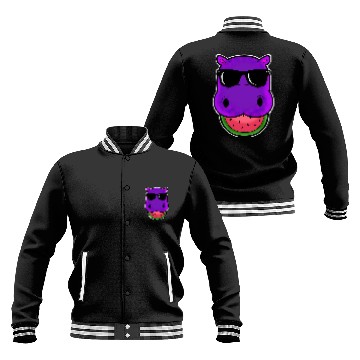 Discover Hippo Pet Watermelon lover hippopotamus zookeeper hippo Baseball Tees Baseball Jackets