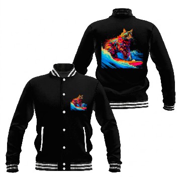 Discover Surfing Maine Coon Cat Surf Baseball Jackets