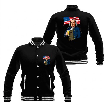 Discover Beer Fun Benjamin Franklin With Beer Mug American Flag 8 Baseball Tees Baseball Jackets