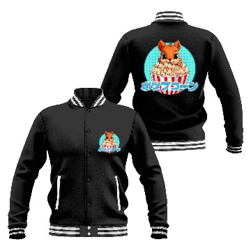 Discover Squirrel Pet Kawaii Squirrel Eating Popcorn japanese Cute Baseball Jackets