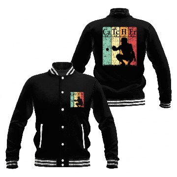 Discover Baseball Periodic Table Elements Nerd Baseball Catcher Retro 4 Baseball Tees Baseball Jackets