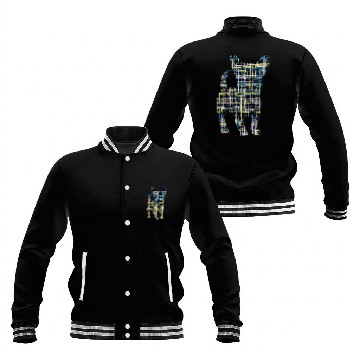 Discover Chihuahua Dog Silhouette Abstract Grid Pattern Baseball Jackets