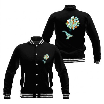 Discover Blue Whale Bunch of Balloons Illustration Baseball Tees Baseball Jackets