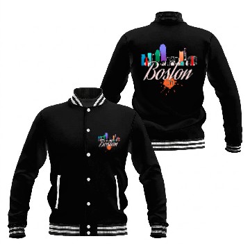 Discover Boston Skyline Colorful Art Baseball Tees Baseball Jackets