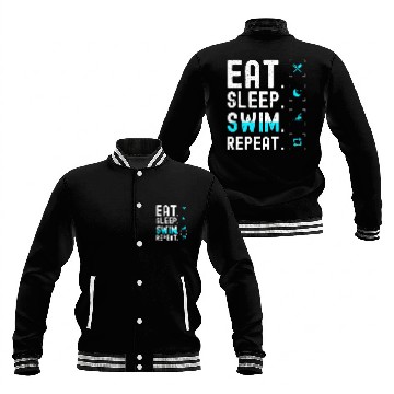 Discover Swimming Pool Eat Sleep Swim Repeat 2 Baseball Tees Baseball Jackets