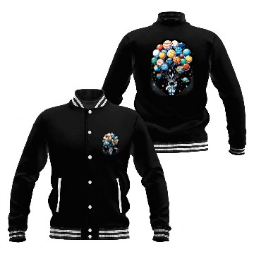 Discover Astronaut Holding Planet Balloons Space Moon Mars Planets 6 Baseball Jackets