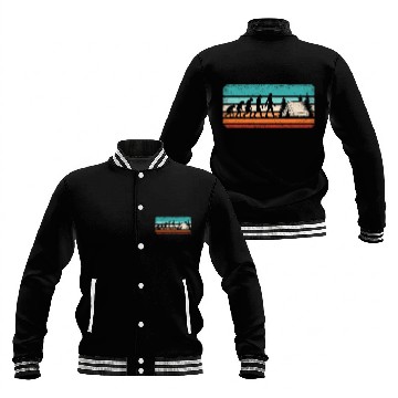 Discover Funny Camping Evolution Retro Camper Hiking Camp Baseball Jackets