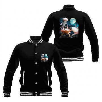 Discover Three Axolotls Starry Night 2Axolotls Howling At The Moons Baseball Jackets
