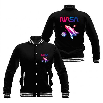 Discover Lacrosse Gift NASA Space Shuttle Saturn Planet Worm Logo Zip Baseball Jackets