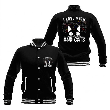 Discover Math Nerd Math Teacher Cat Lover I Love Math And Cats 25 Baseball Jackets