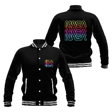 Discover Lacrosse Gift NASA Rainbow Repeat Word Worm Logo Baseball Tees Baseball Jackets