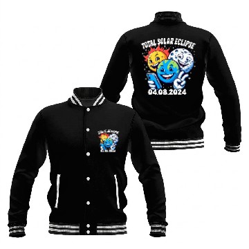 Discover Funny Earth Moon Sun Total Solar Eclipse April 8 2024 Baseball Tees Baseball Jackets