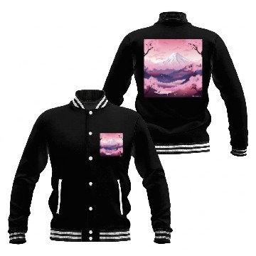 Discover Soft Symphony Peaks Pastel Blossom Ballet on Mountain Canva Baseball Tees Baseball Jackets