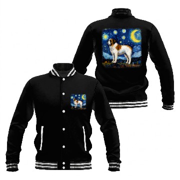 Discover Dog in starry night van gogh Saint Bernard Baseball Jackets