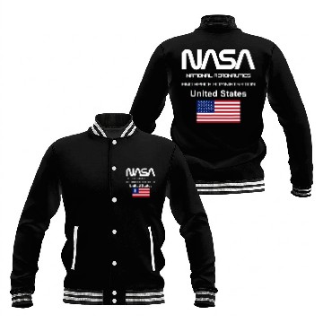 Discover Lacrosse Gift NASA US Flag Worm Logo Baseball Jackets